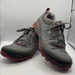 Ahnu Hiking Shoes Gray and Burgundy